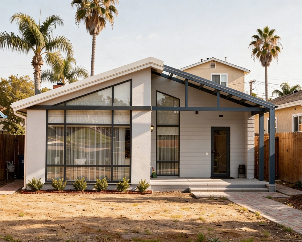 modern backyard ADU design with large windows in Los Angeles by Your ADU Guy