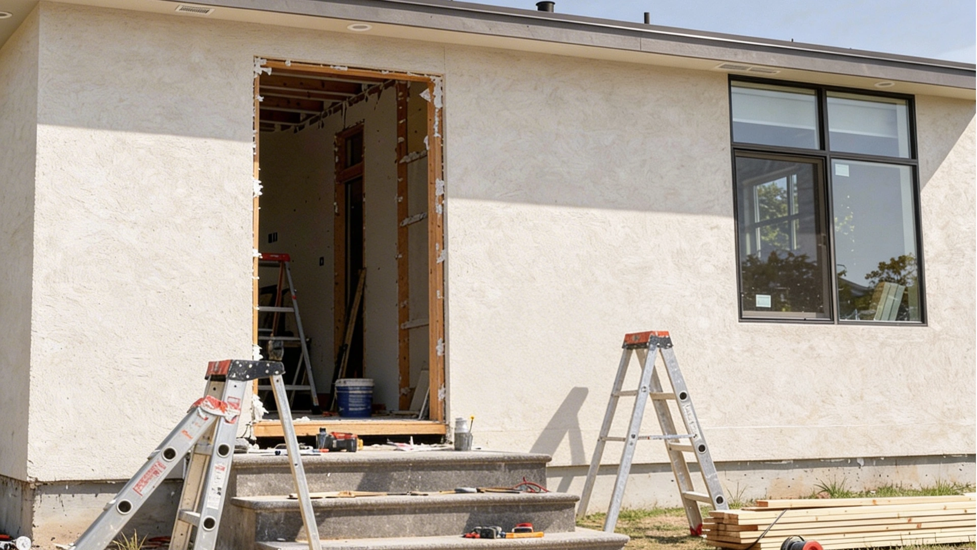 ADU construction site with tools and materials during remodeling in Los Angeles by Your ADU Guy