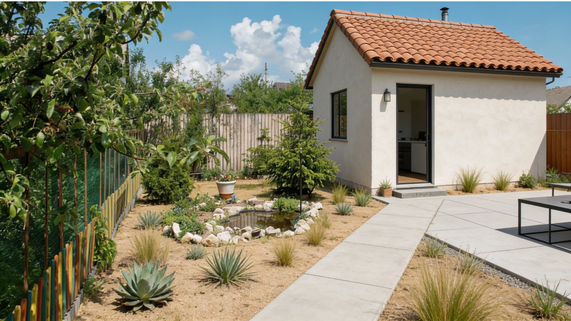 backyard ADU with garden pathway and outdoor landscaping in Los Angeles by Your ADU Guy