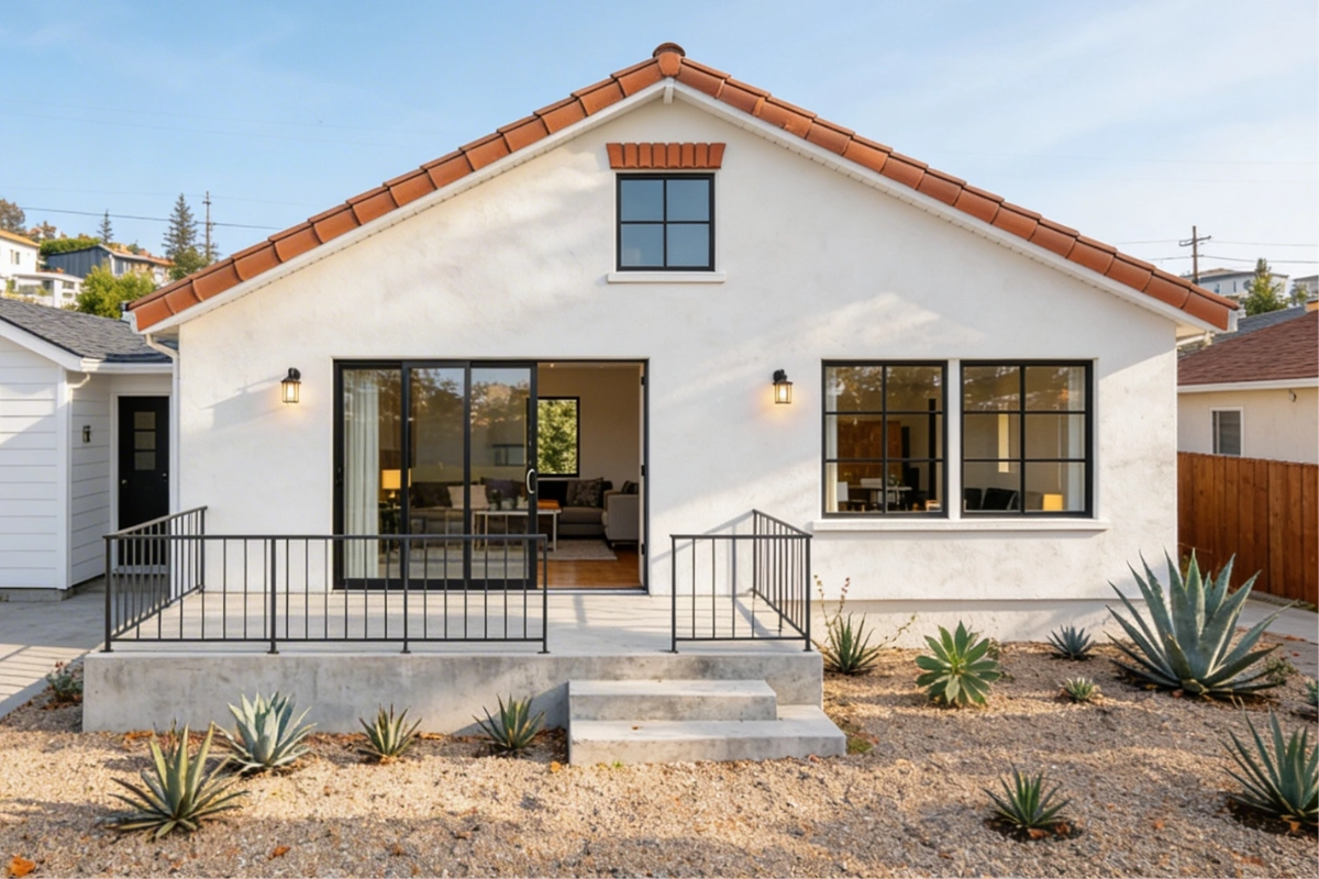 garage conversion ADU with modern exterior and fenced yard in Los Angeles by Your ADU Guy